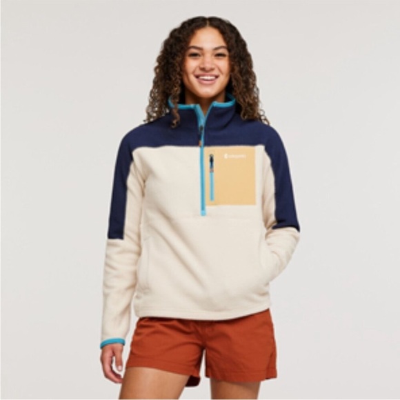 Cotopaxi Women's XL Abrazo Fleece Half-Zip Jacket Maritime Blue Cream NWT Jacket - Picture 7 of 11